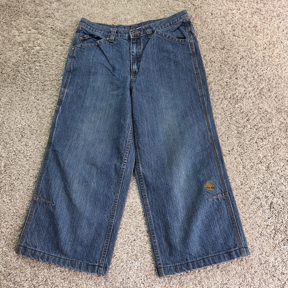 Timberland Wide Leg Capri Jeans Womens 20 Cotton Blue Utility Skater VINTAGE